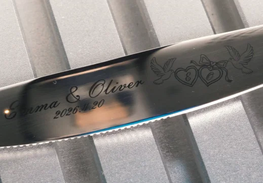 laser marking the stainless steel tableware on the laser bed.webp