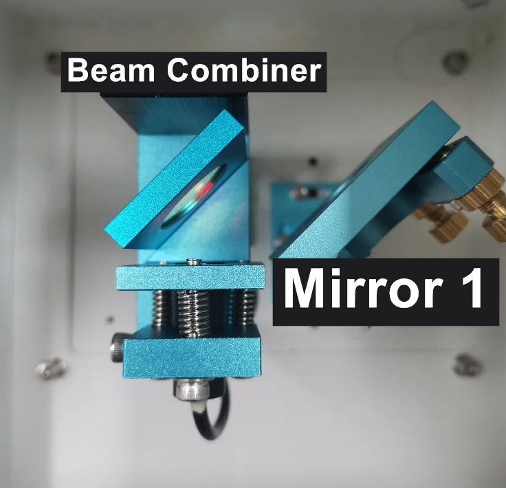 beam combiner and mirror in Thunder Laser Bolt machine