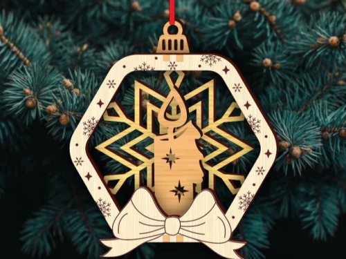 Laser cut wooden Christmas tree ornaments