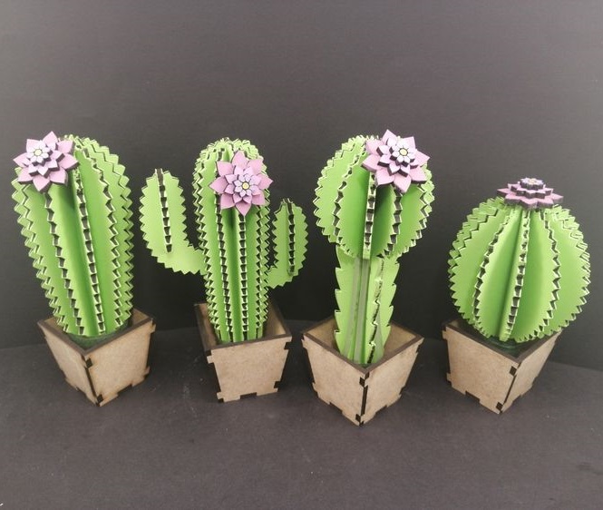 Laser cut wooden plants for Christmas decoration