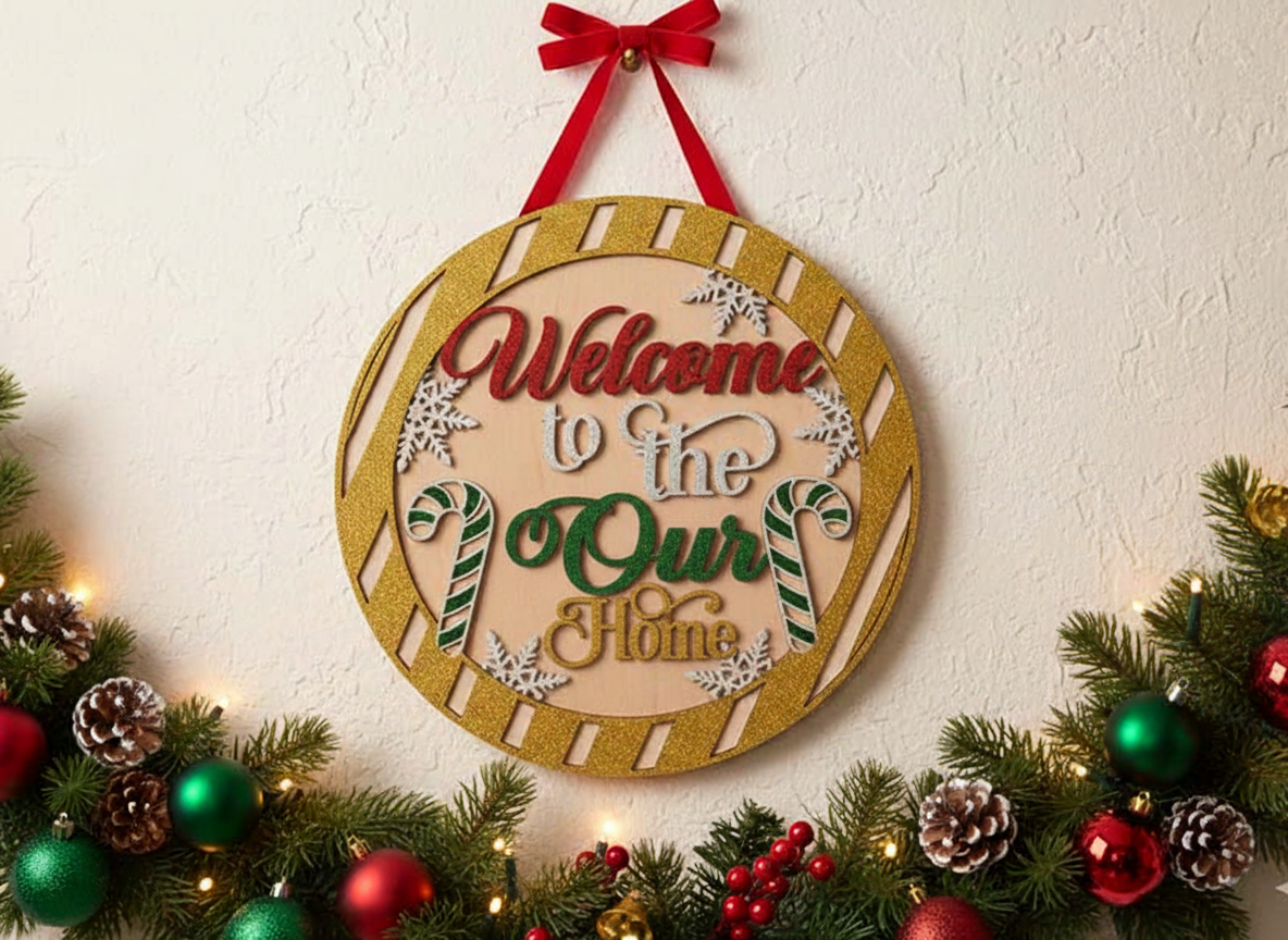 Laser cut Christmas door sign