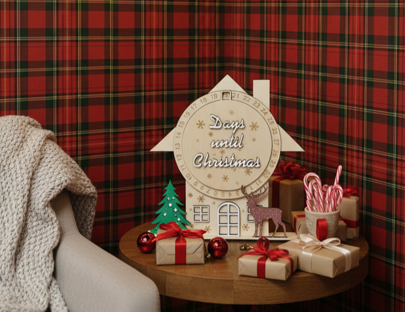 Laser cut Christmas countdown number board