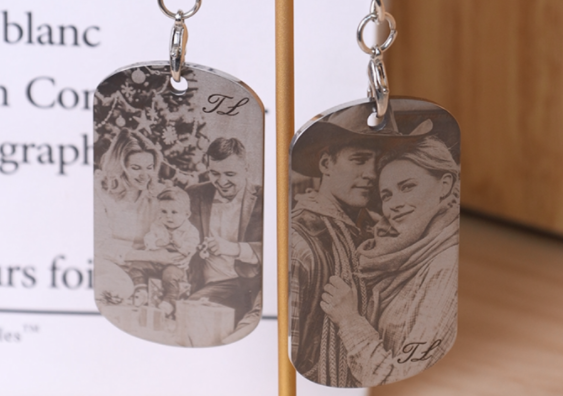 Laser cut Christmas family keychain