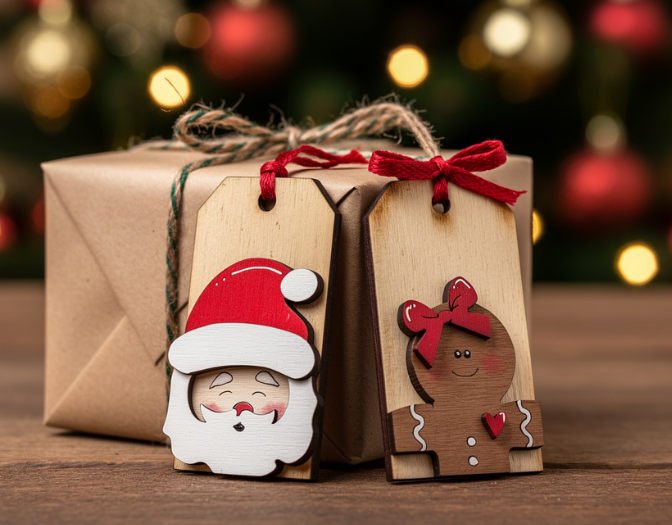 Laser cut Christmas gift tags