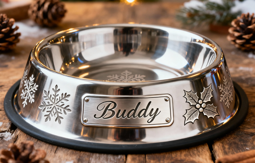 Laser marked pet bowl