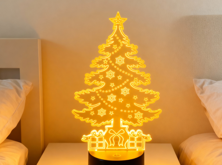 Christmas LED night light with laser engraved acrylic