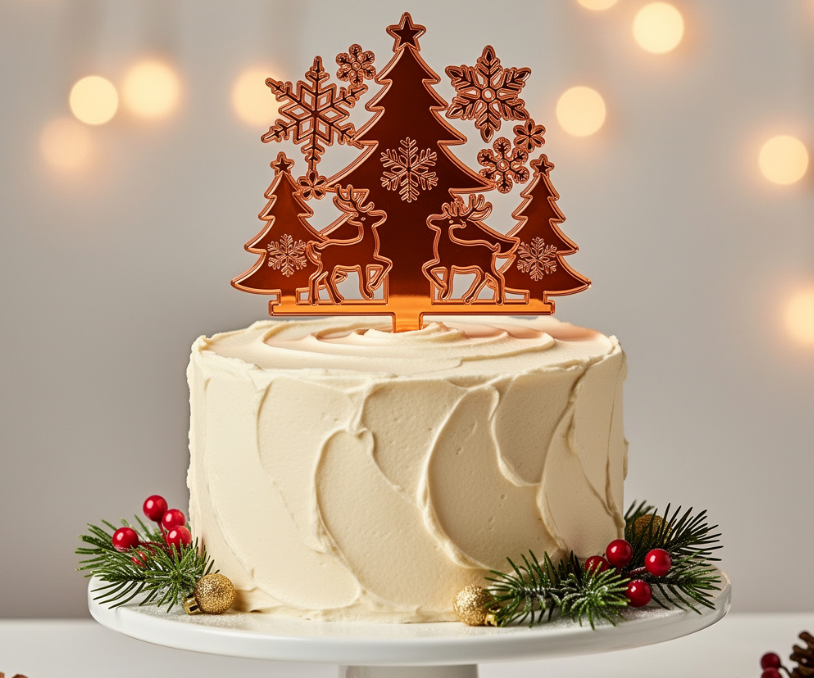 Laser cut Christmas cake topper