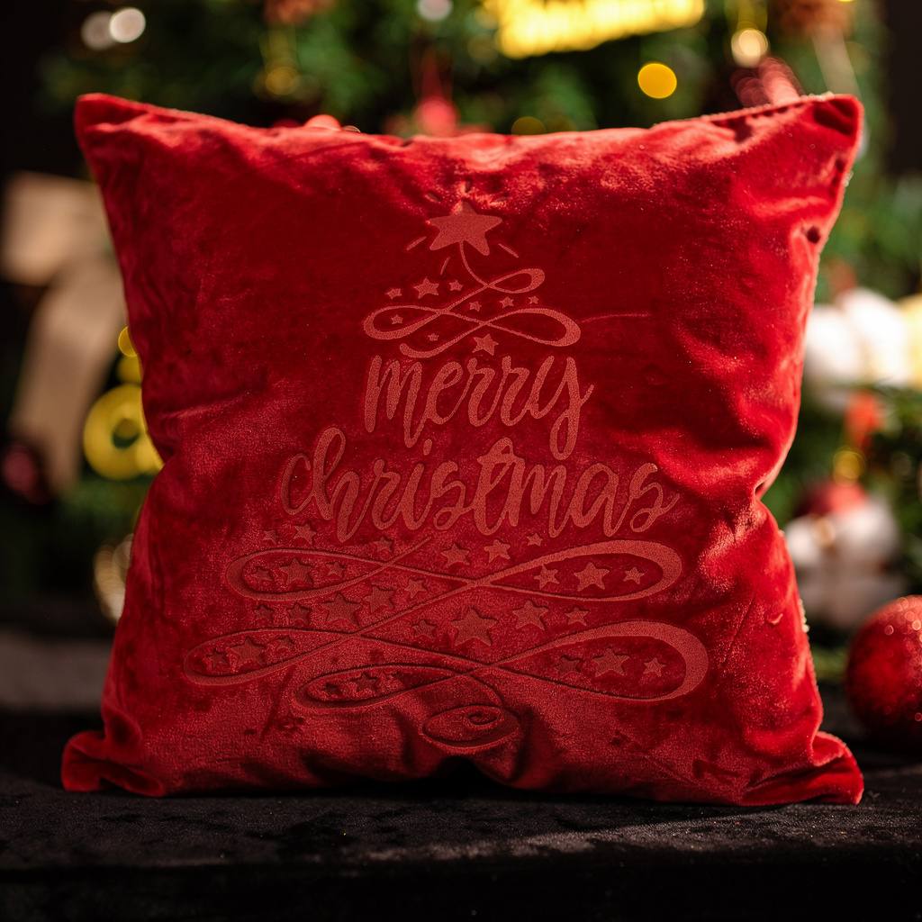 Laser engraved Christmas pillow