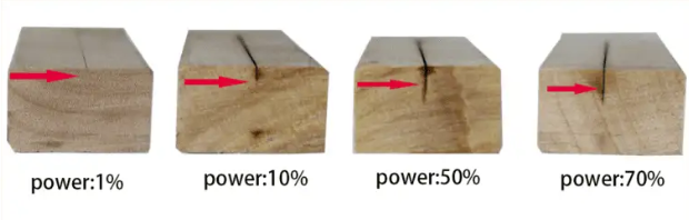 Power setting effect for laser engraving wood