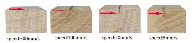 Speed setting effect for laser engraving wood