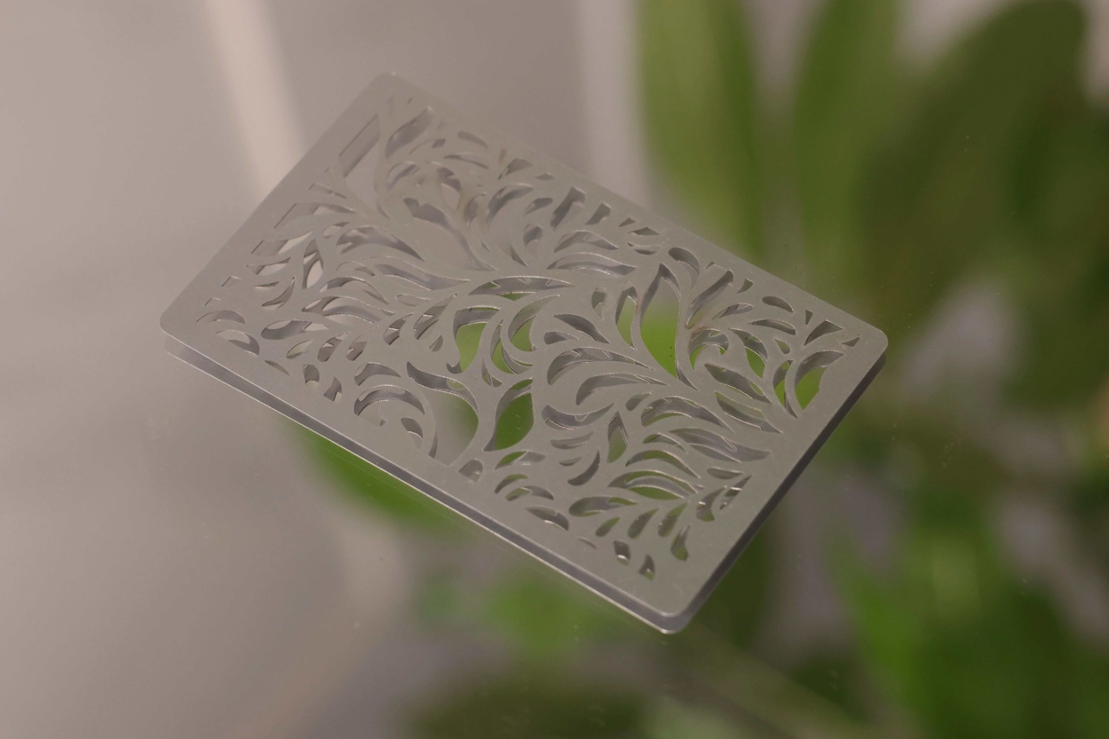 A picture of a laser-cut aluminum sheet