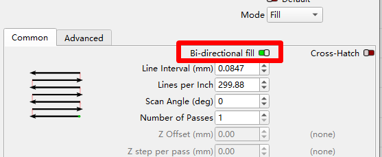 Bi-directional fill can improve engraving efficiency by reducing idle travel