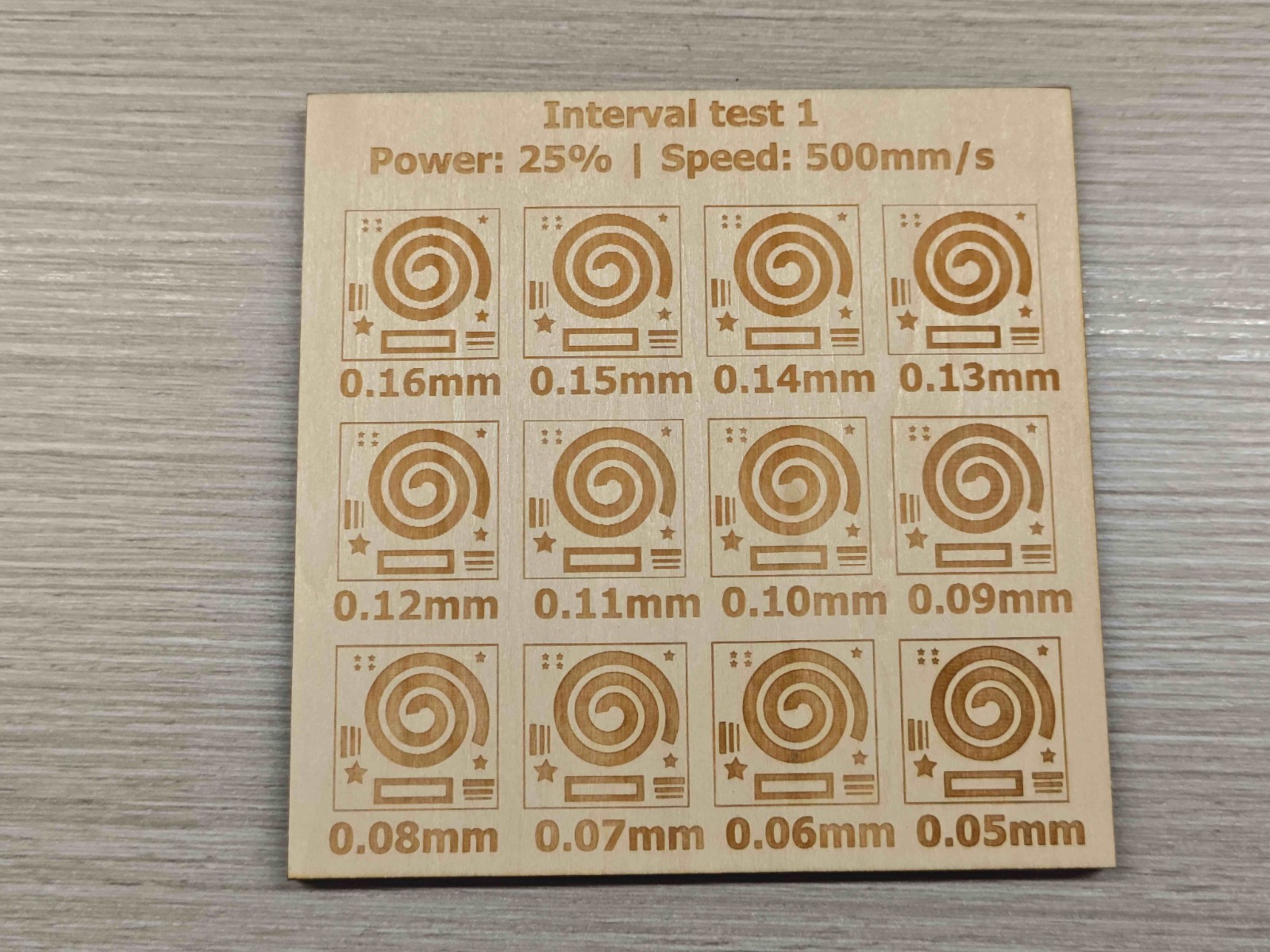 An interval test made with a Thunder Bolt 30W RF laser machine