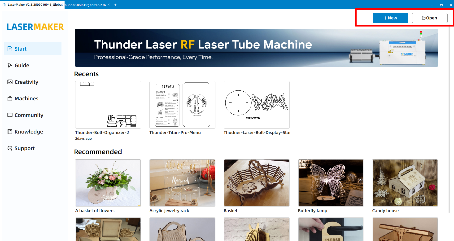 Open your cutting file in LaserMaker