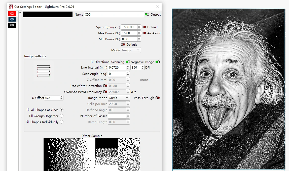 laser parameters for laser engraving image on marble with titan pro 35