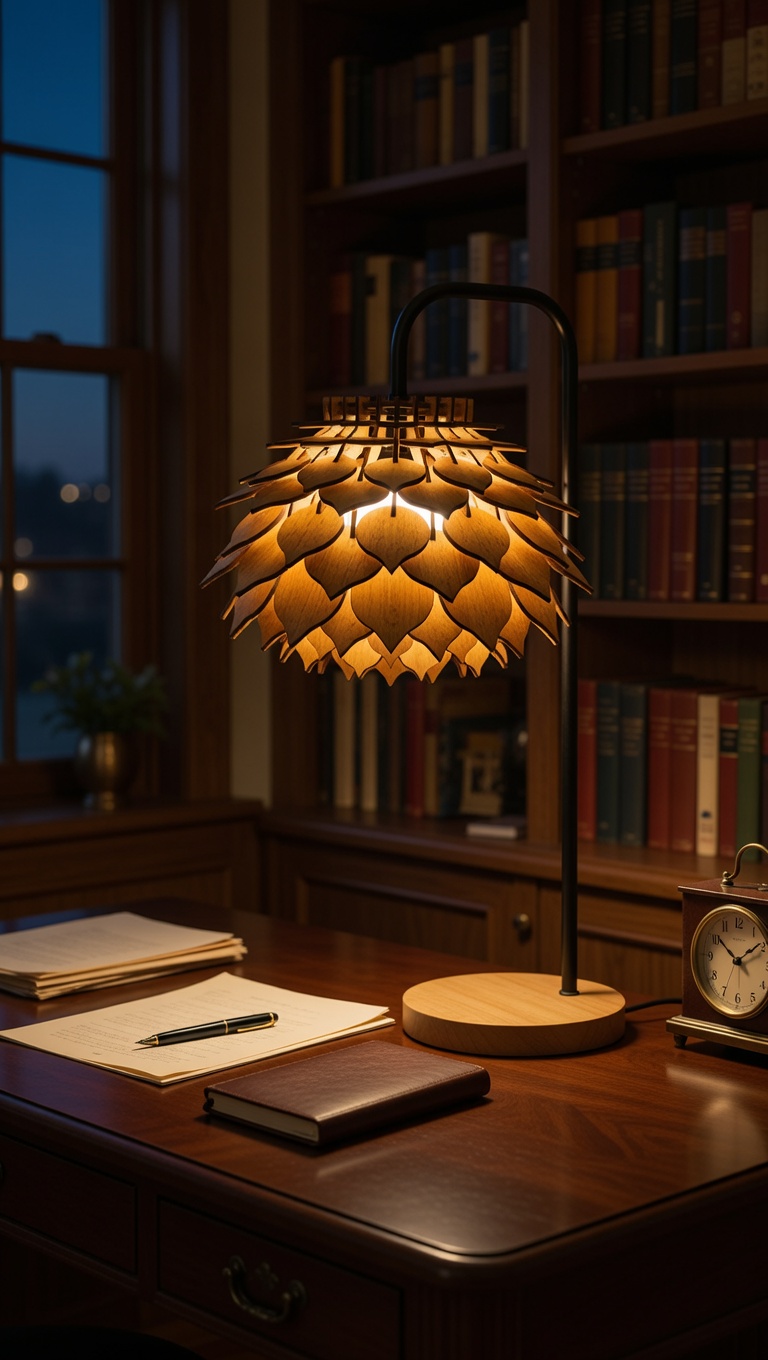 laser cut wooden lamp